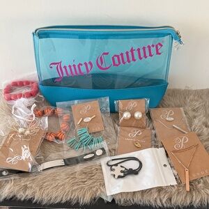Value $200 juicy couture blue clear make up bag and 10 pieces of plunder